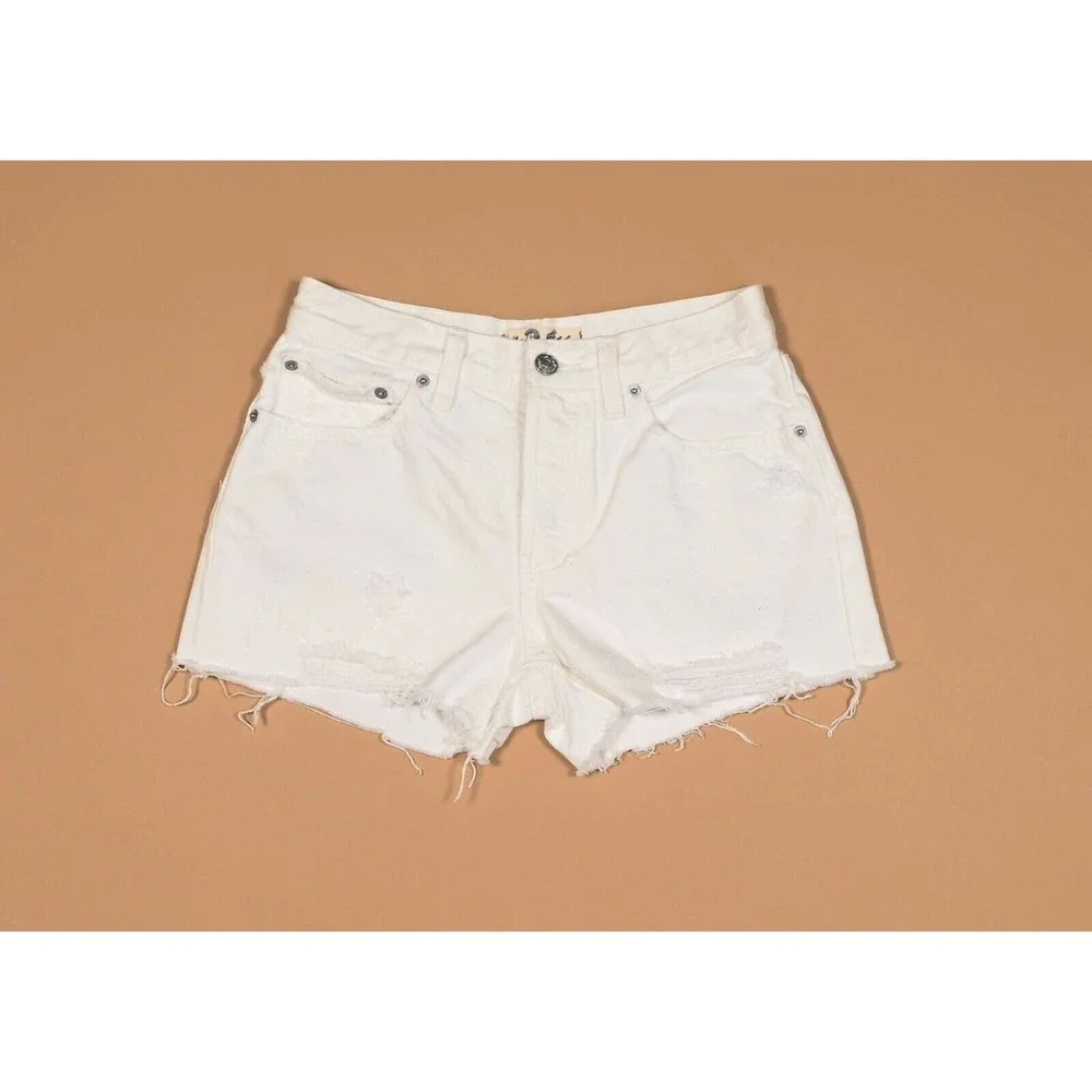 Free People White Cut Off Denim Jean Shorts
